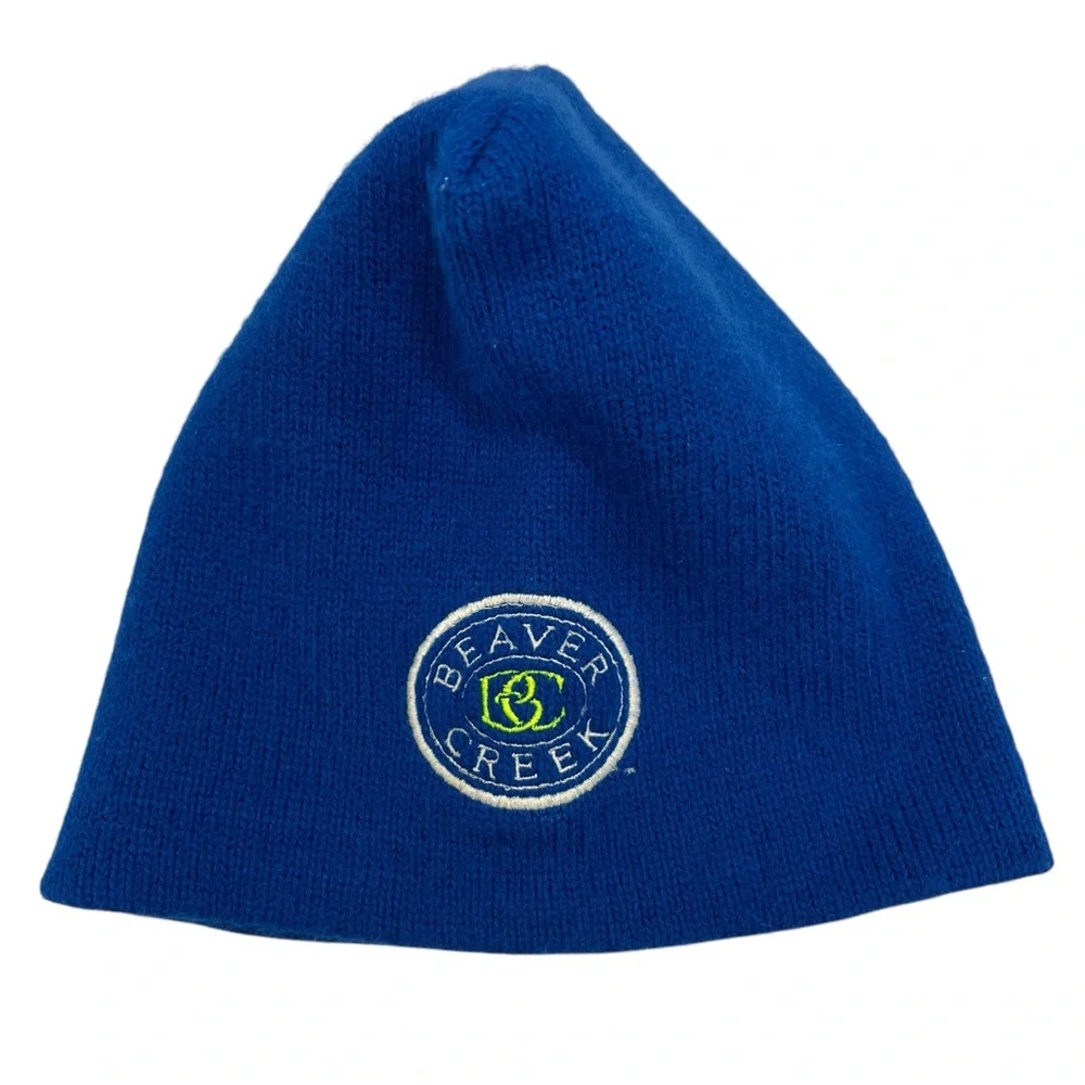 Ski Beaver Creek Colorado Skiing Snowboarding Mens Blue Beanie Winter Hat size M